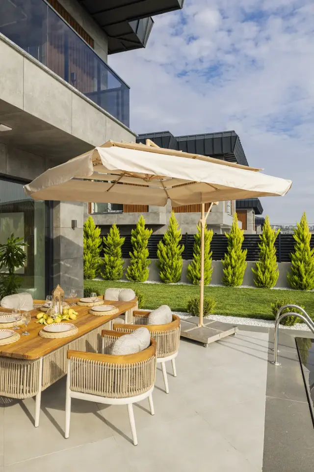 Tibet 5 Katmanlı Bahçe Şemsiyesi Cappuccino